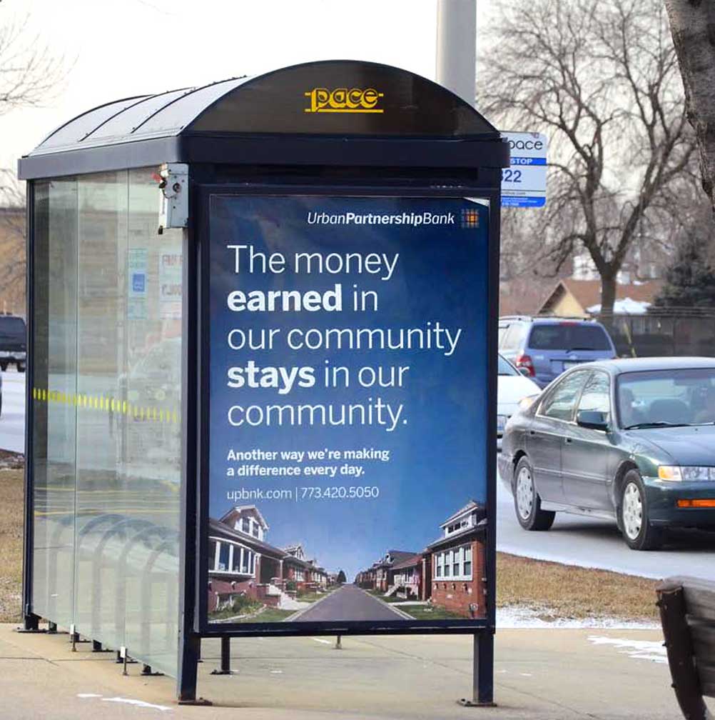 urban-partnership-bank_bus-shelter.jpg Art Direction by: Bart Crosby, Crosby Associates